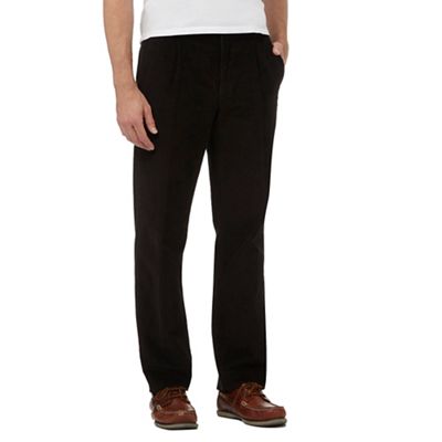 Maine New England Black pleat front corduroy trousers